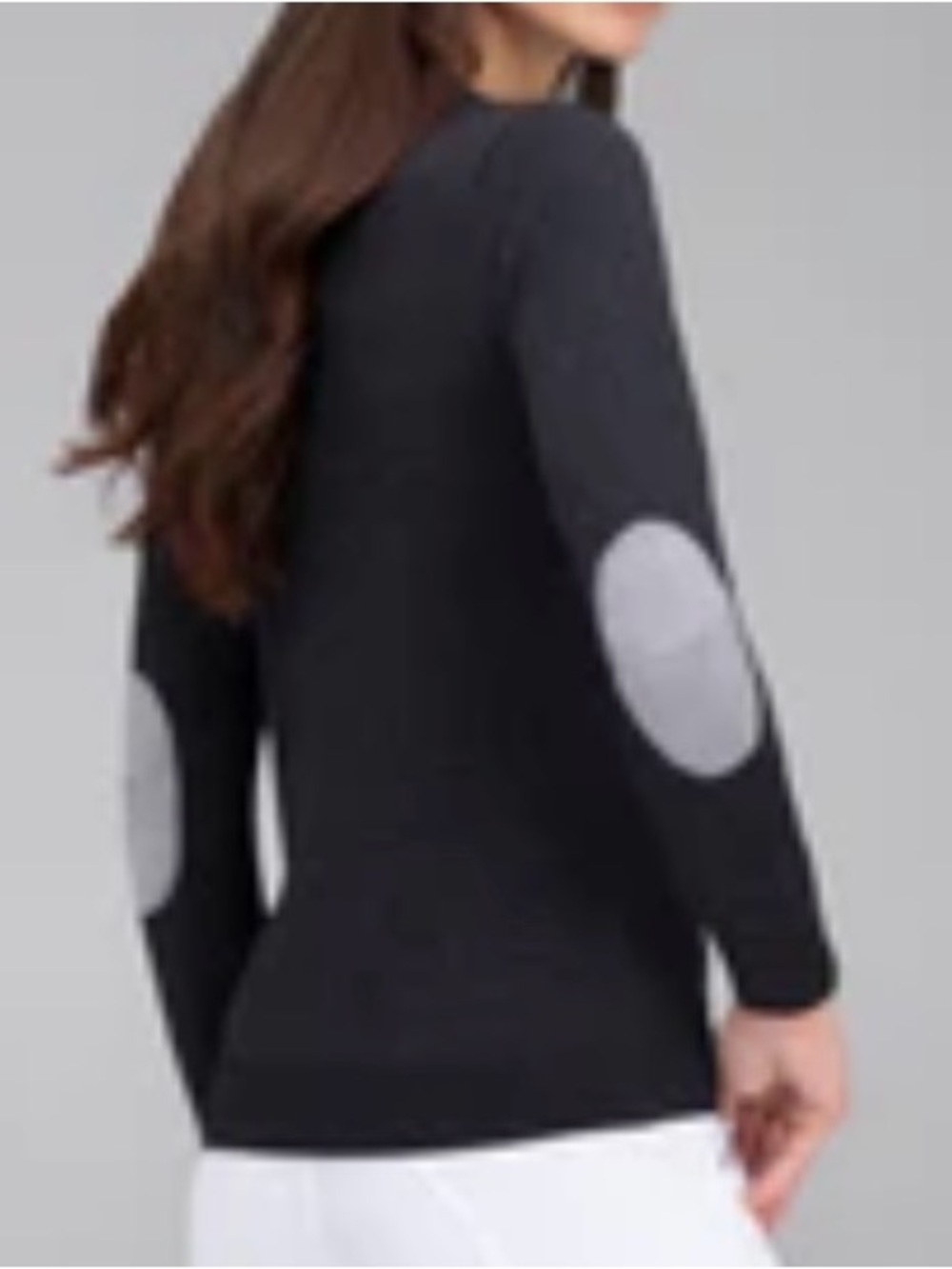 Iago V neck Charcoal Grey Sweater with Light Grey Elbow Patches - small